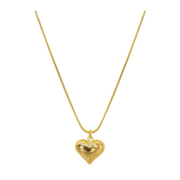 14k gold plated puffy heart necklace - Picture 2 of 3